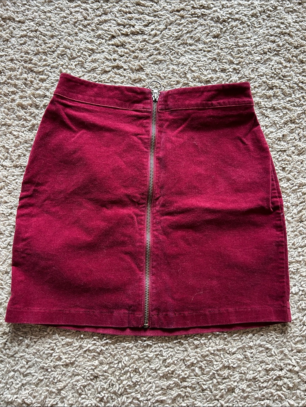 Forever 21 Burgundy Zip-Front Mini Skirt